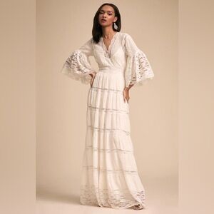 BHLDN | Dresses | Bhldn Long Sleeve Mock Neck Stretch Lace Maxi Dress |  Poshmark